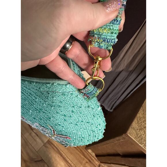Up-cycled Embroidered Turquoise Purse - Picture 5 of 5